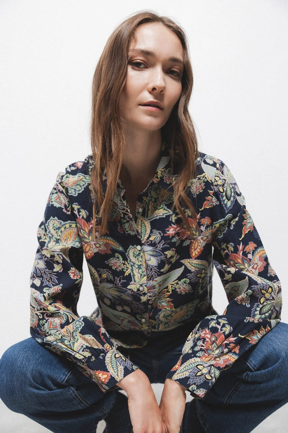 Floral Shirt in Navy Multi Print by LANIDOR