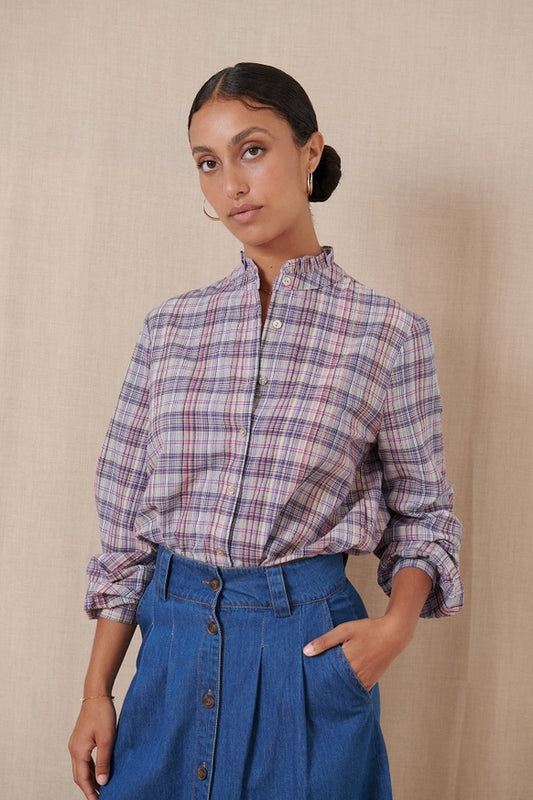 Tea Plaid Cotton Shirt by GARANCE PARIS