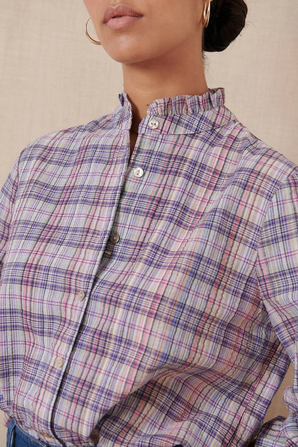 Tea Plaid Cotton Shirt by GARANCE PARIS