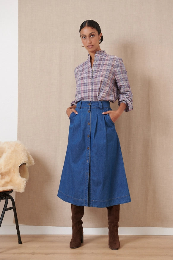 Tea Plaid Cotton Shirt by GARANCE PARIS