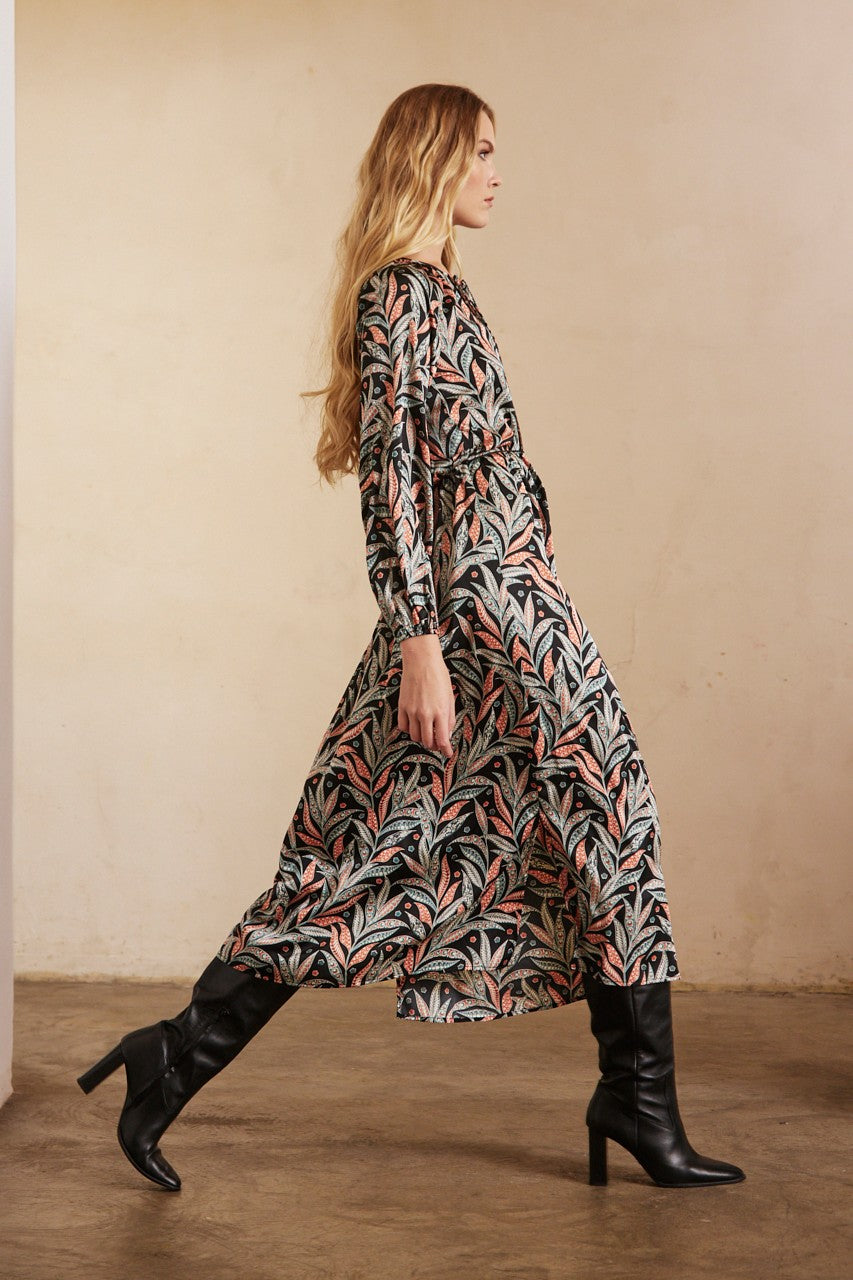 Midi Dress With Prints in black by NUD