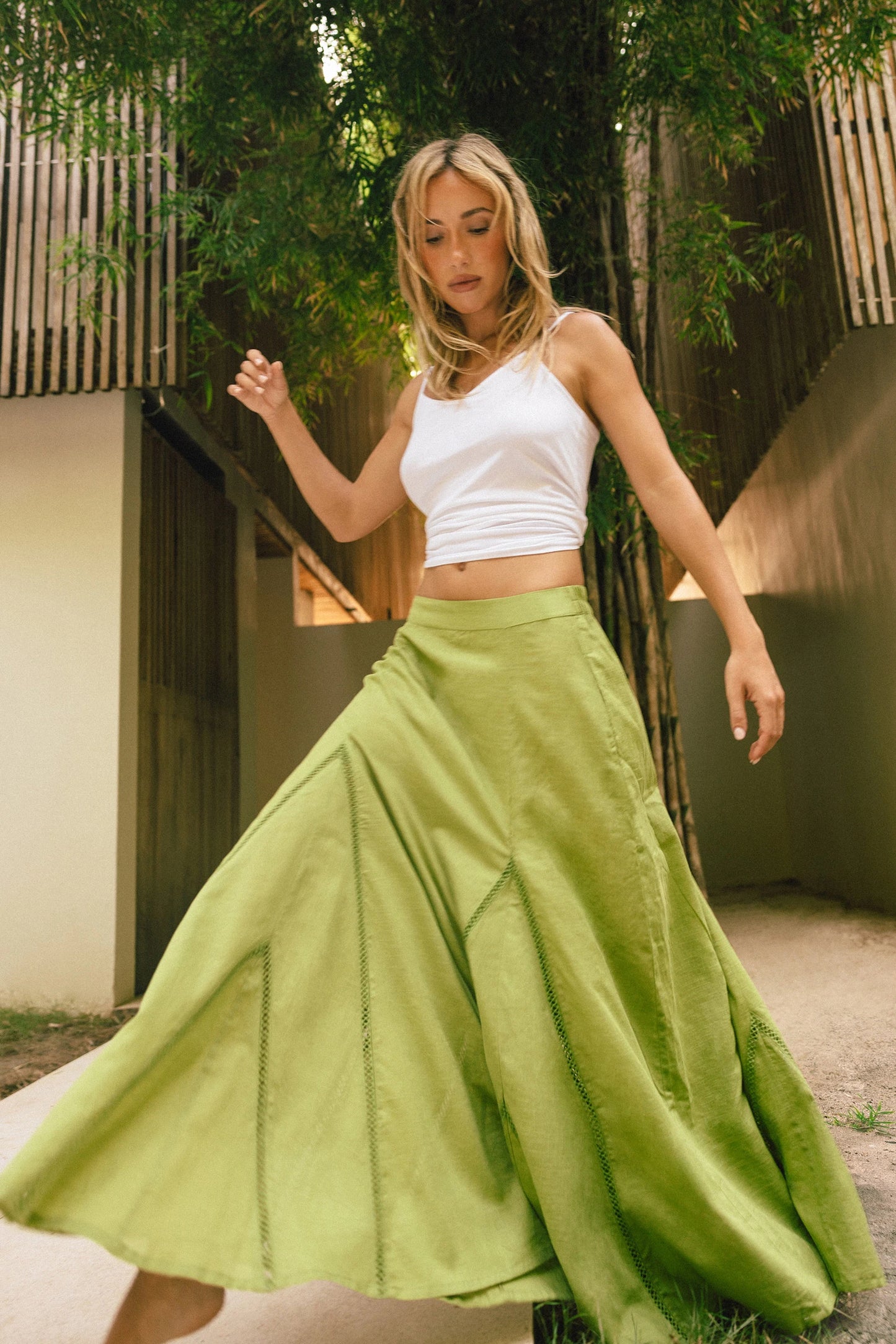 Penha Skirt in Pea Green