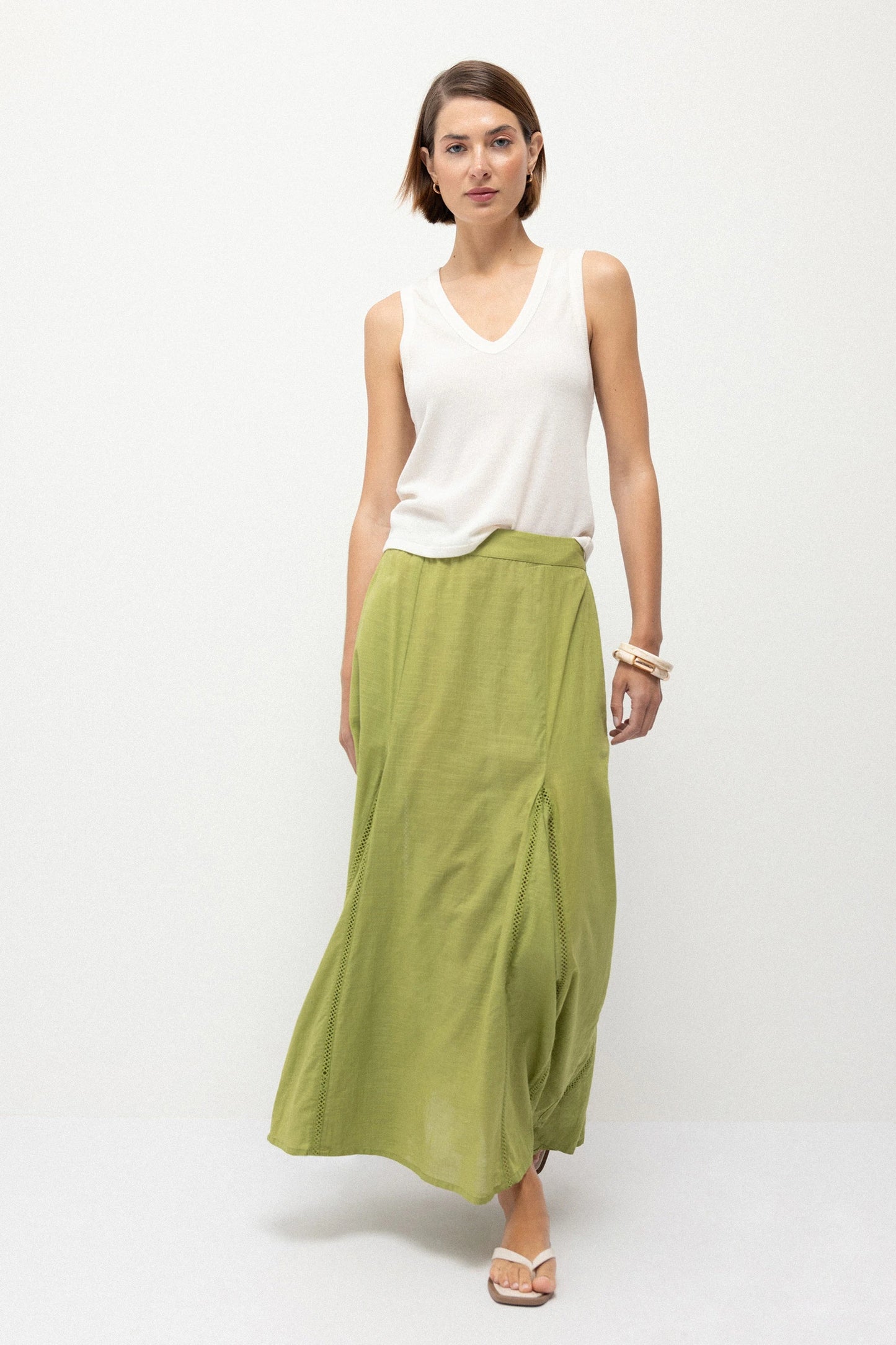 Penha Skirt in Pea Green