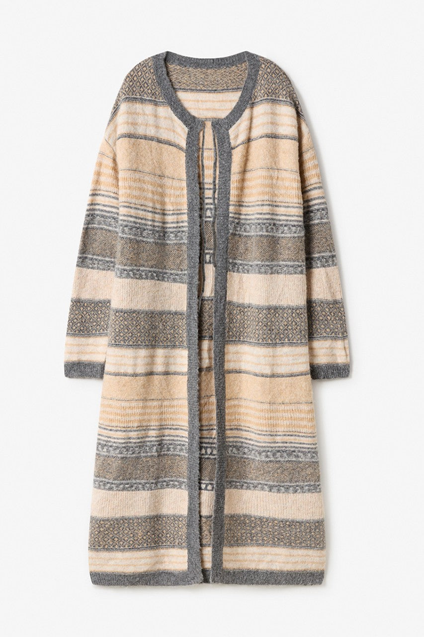 Long grey - beige striped cardigan by NKN