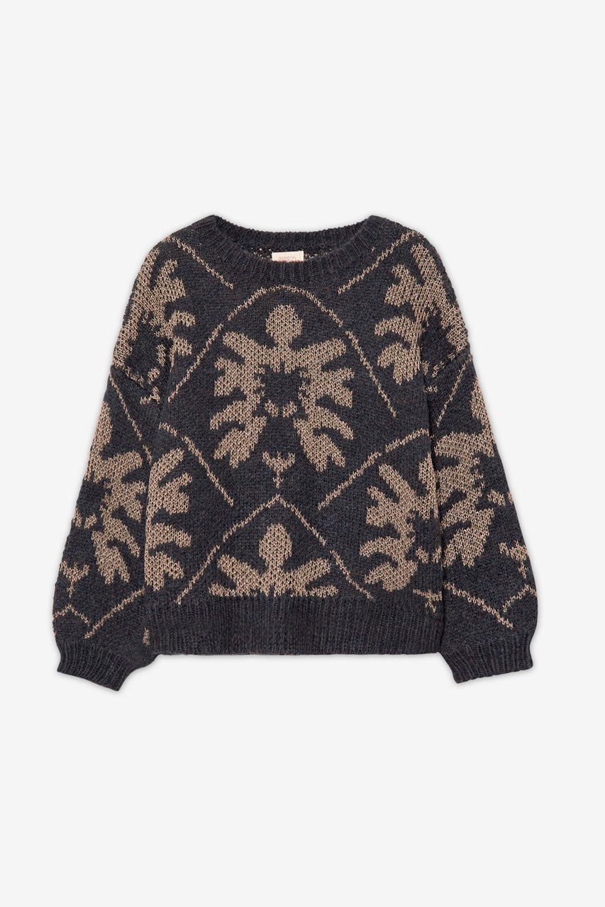 Jacquard Lurex Sweater in anthracite by NKN