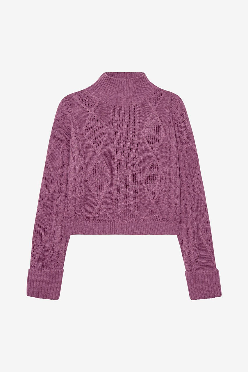 High-neck cropped sweater in purple by NUD