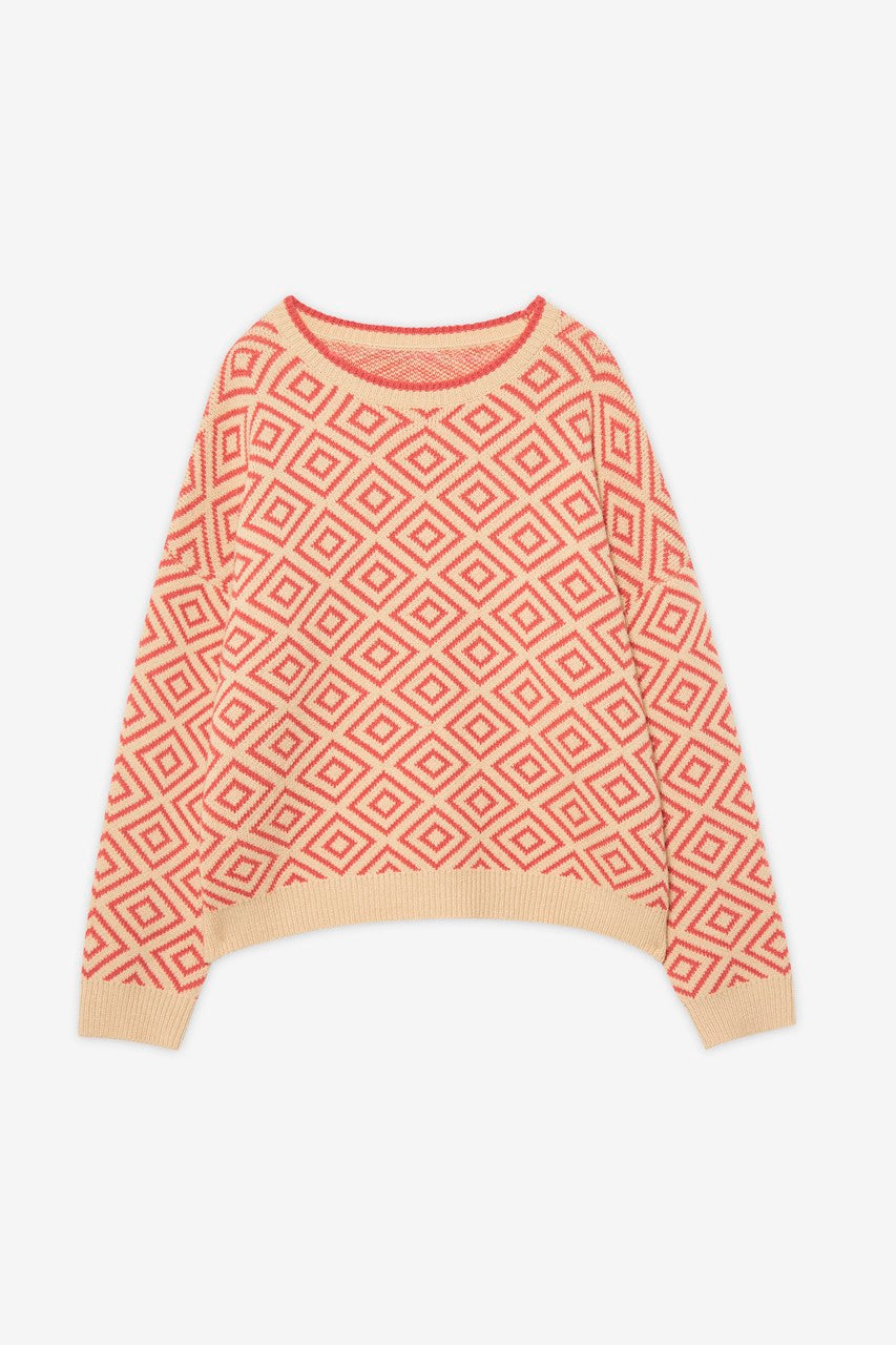 Geometric jacquard pullover in beige by NKN