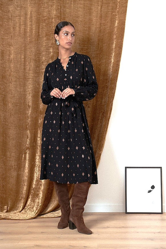 Taylor Midi Dress in Black by GARANCE PARIS