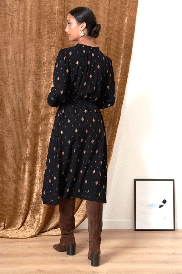 Taylor Midi Dress in Black by GARANCE PARIS