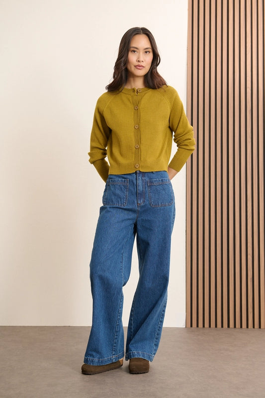 Denim Wide-Leg Trouser in Mid-Blue by GARANCE PARIS