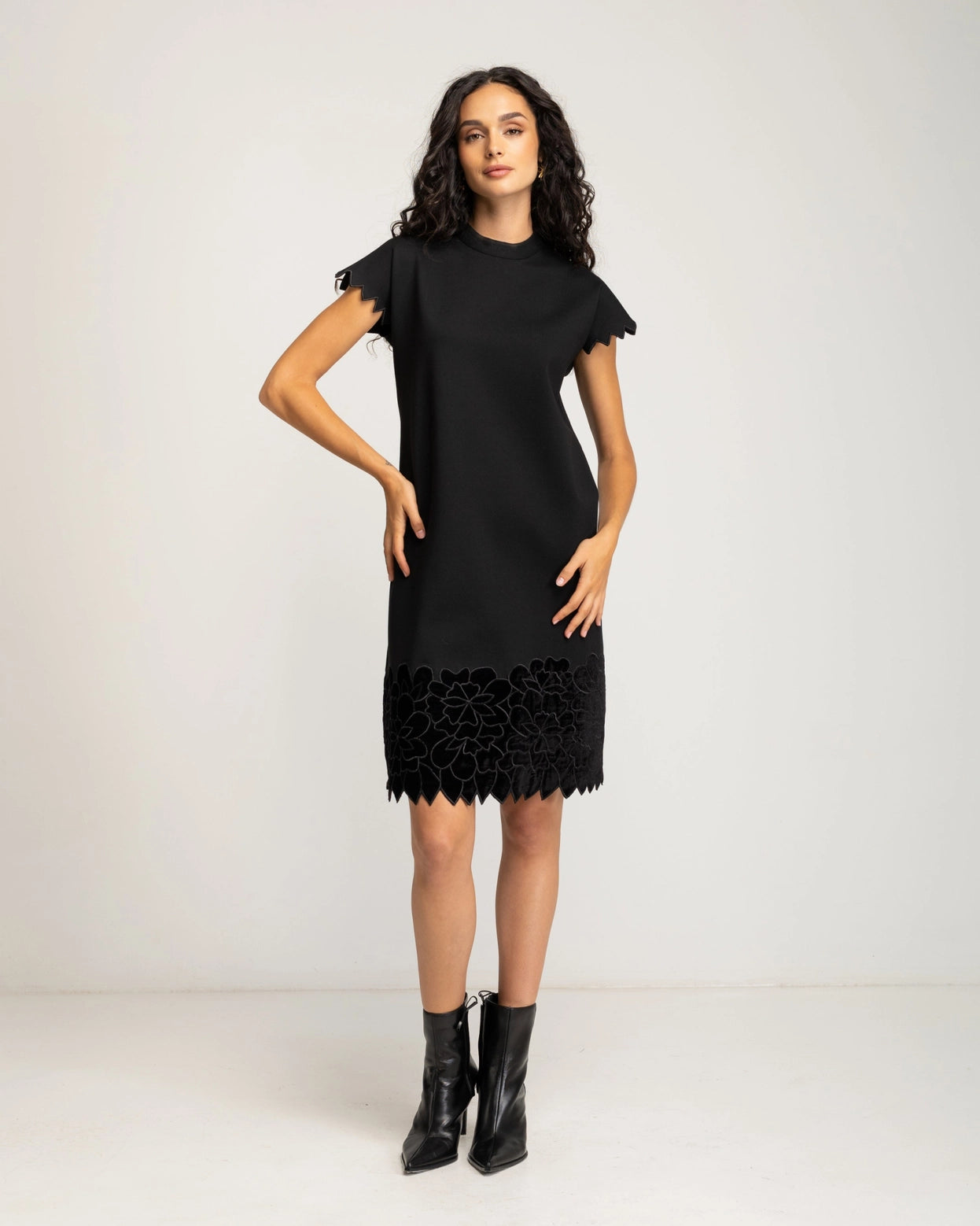 Brenna Embroidered Black Dress by NIZA