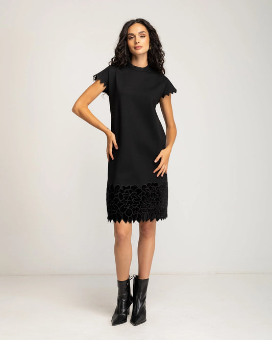 Brenna Embroidered Black Dress by NIZA