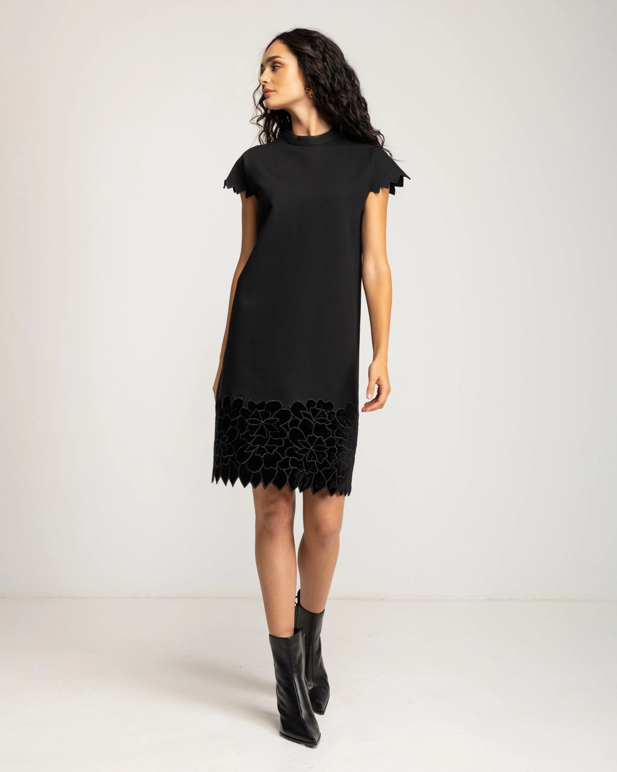 Brenna Embroidered Black Dress by NIZA