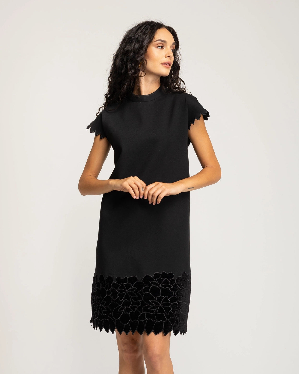Brenna Embroidered Black Dress by NIZA